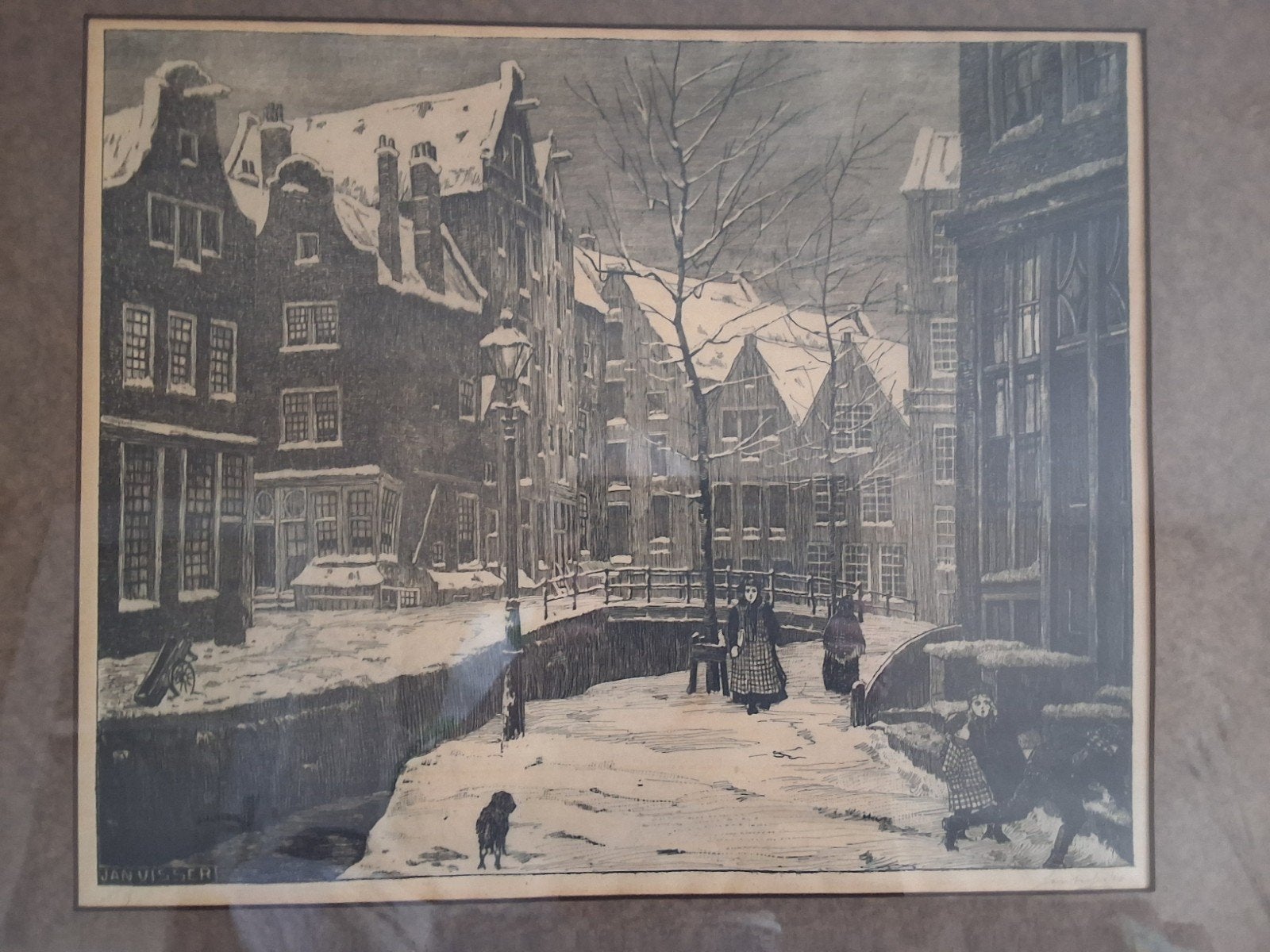 hout /Lino snede van Jan Visser, Ophalen of Verzenden