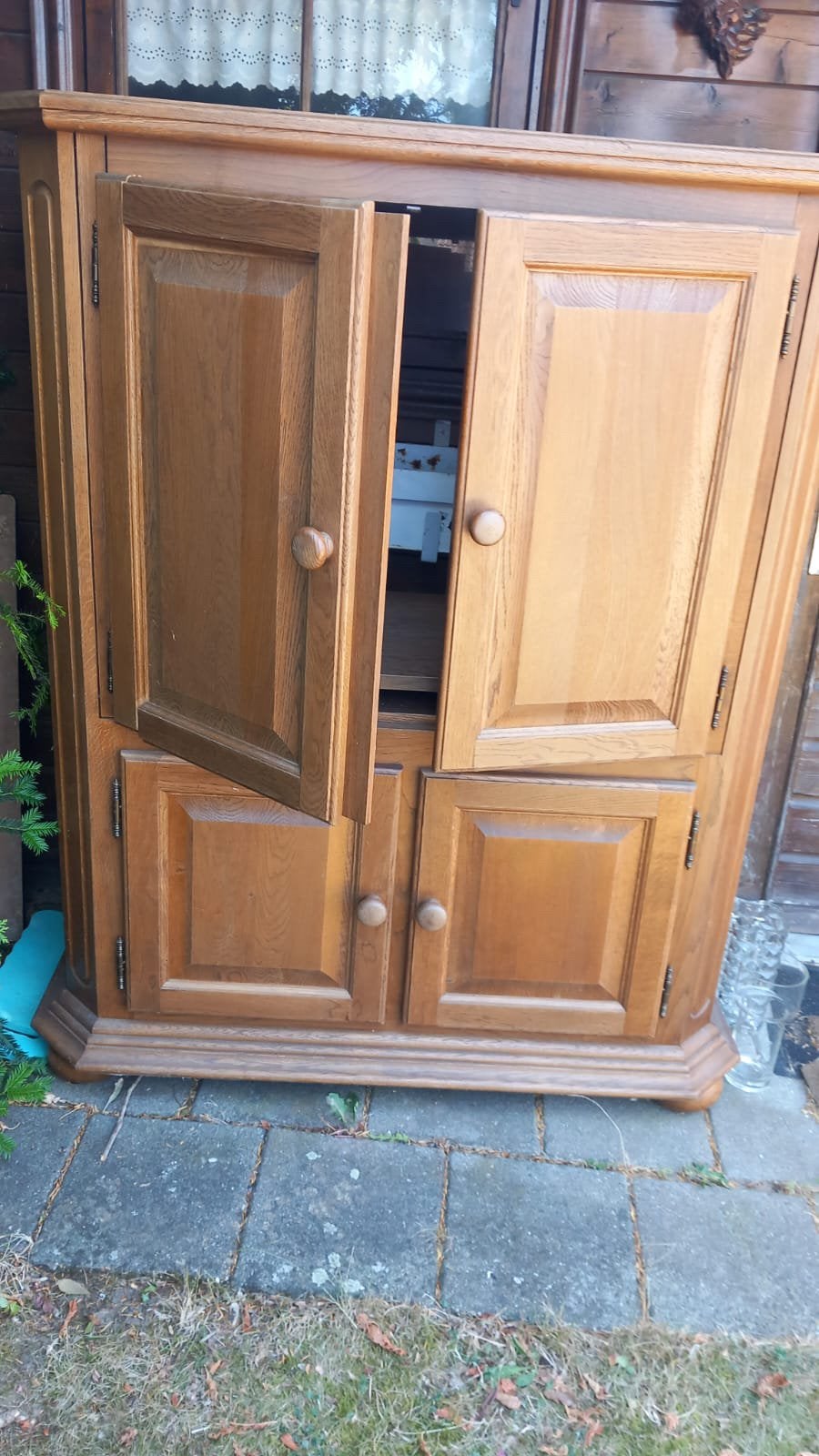 TV computer meubel kast (120x152x56), Ophalen, Gebruikt, Eikenhout