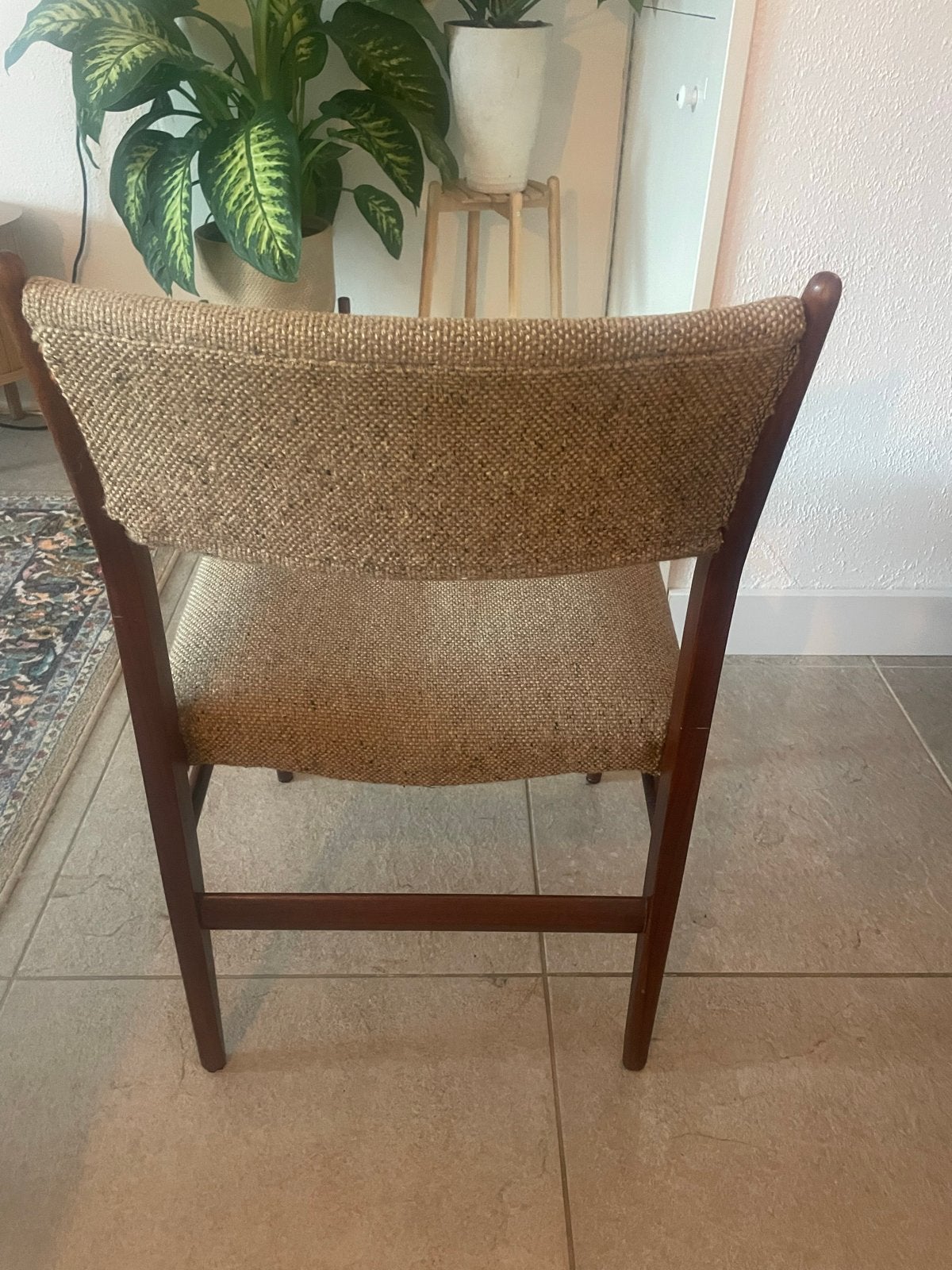 Vintage Teak Eetkamerstoel met Stoffen Bekleding, Ophalen
