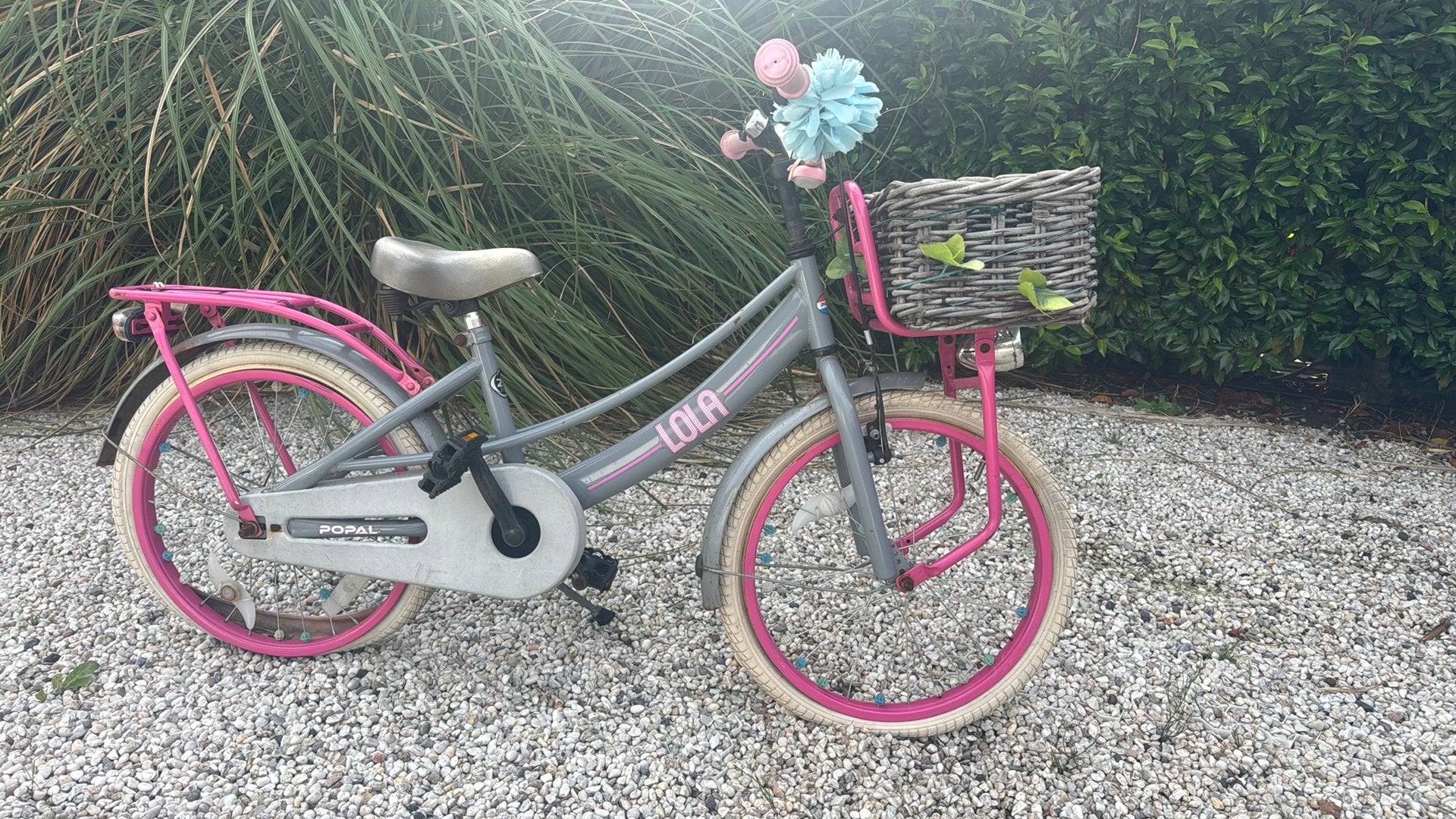 Lola fiets grijs-roze 20 inch, Terugtraprem, Gebruikt, Ophalen of Verzenden, Handrem