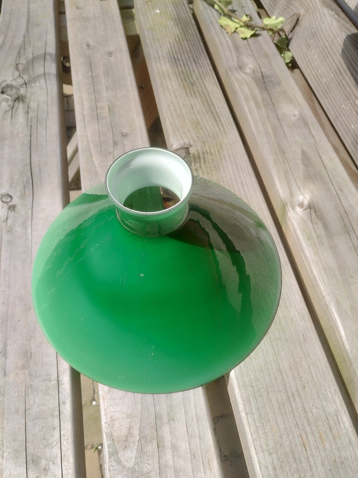 Lampenkap glas groen vintage, Huis en Inrichting, Lampen | Lampenkappen, Rond, Ophalen of Verzenden, Zo goed als nieuw, Minder dan 25 cm