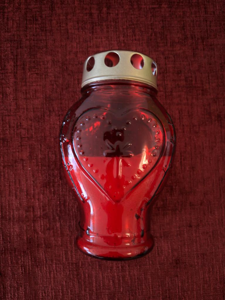 Hartvormige grafkaars - Oost-Europees design - Herbruikbaar, Overige stijlen, Nieuw, Ophalen of Verzenden, Glas