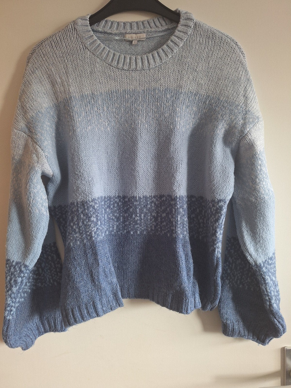 Bel&bo blauw gebreide trui mt L 44, Kleding | Dames, Ophalen of Verzenden, Zo goed als nieuw, Maat 42/44 (L), Blauw