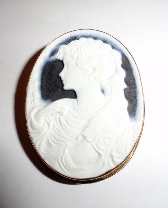 Broche Camee Blauw Groot Goud 18K, 4 tot 7 cm, Nieuw, Goud, Verzenden