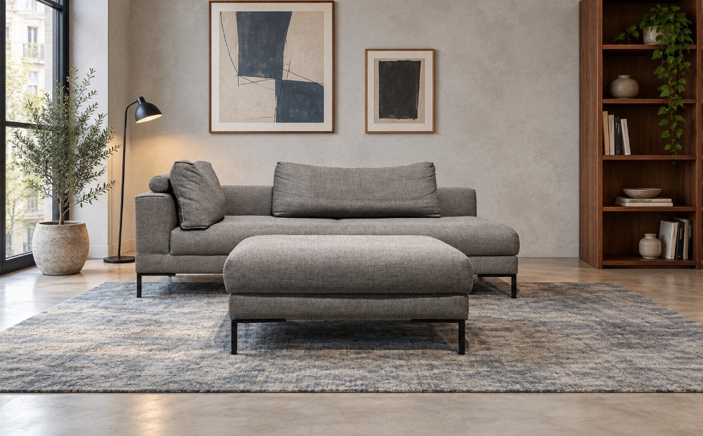 NIEUWSTAAT Design on Stock Aikon Lounge 4-Zits + GARANTIE, 100 tot 125 cm, Rechte bank, Stof, 200 tot 250 cm