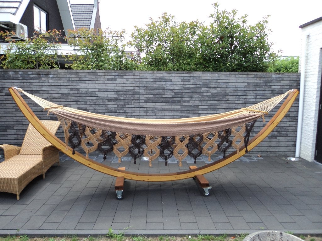 luxe hangmat 2 persoons houten frame, Tuin en Terras, Ophalen, Gebruikt, Meerpersoons, Met standaard