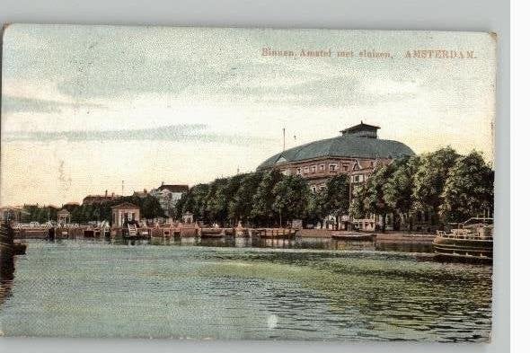 Amsterdam Binnen Amstel met sluizen+Carré st 1908, Ophalen of Verzenden, Voor 1920, Gelopen, Noord-Holland