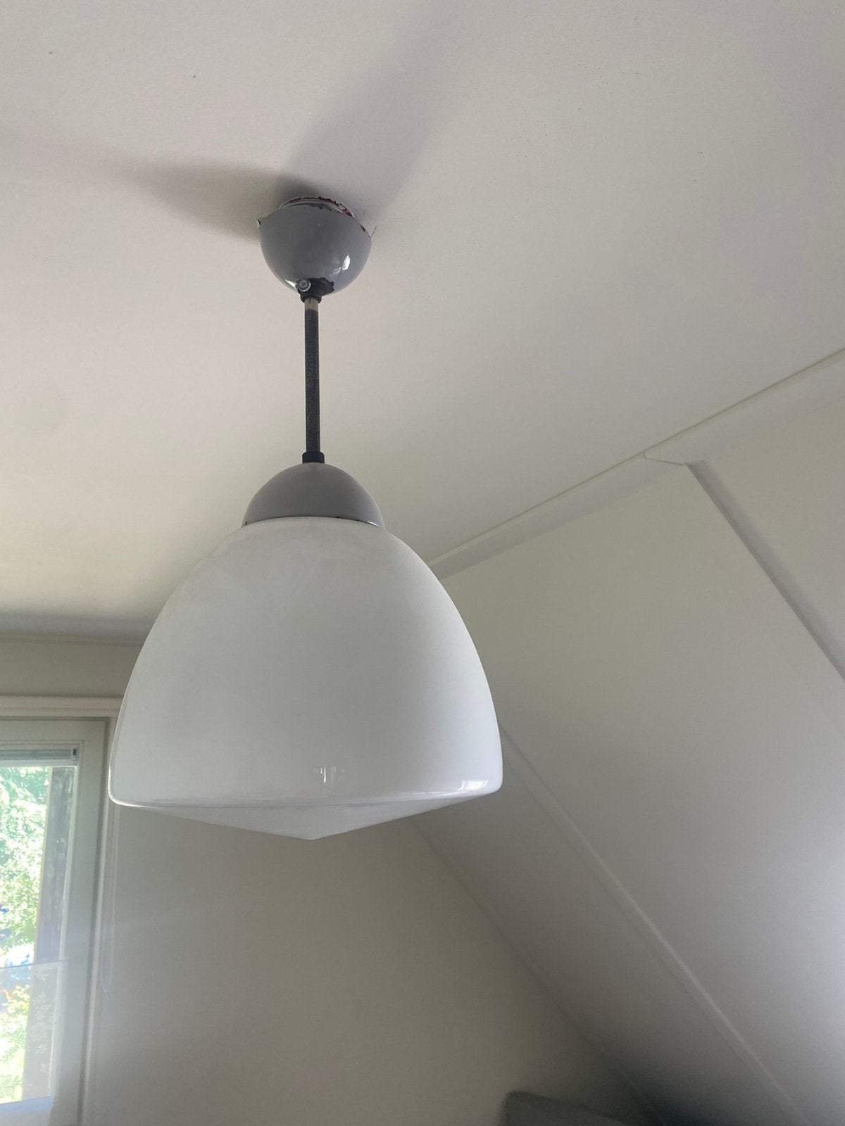 Schoollamp porceleinen plafondkap, Huis en Inrichting, Ophalen of Verzenden