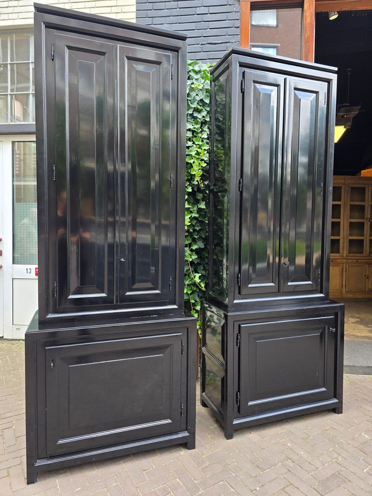 Set! chique zwarte hoogglans Buffetkasten van Keijser & Co, Huis en Inrichting, 200 cm of meer, Keijser en co, Eikenhout, Hotel chique