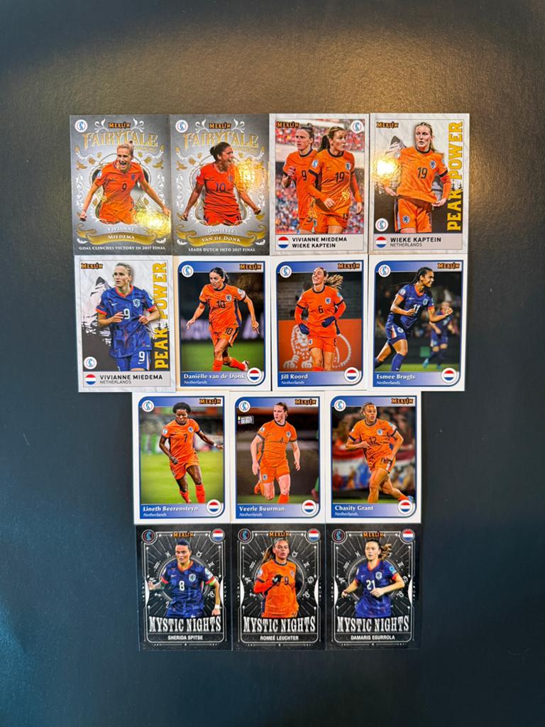 14 Oranje Leeuwinnen voetbalplaatjes, Ophalen of Verzenden, Nieuw, Meerdere kaarten