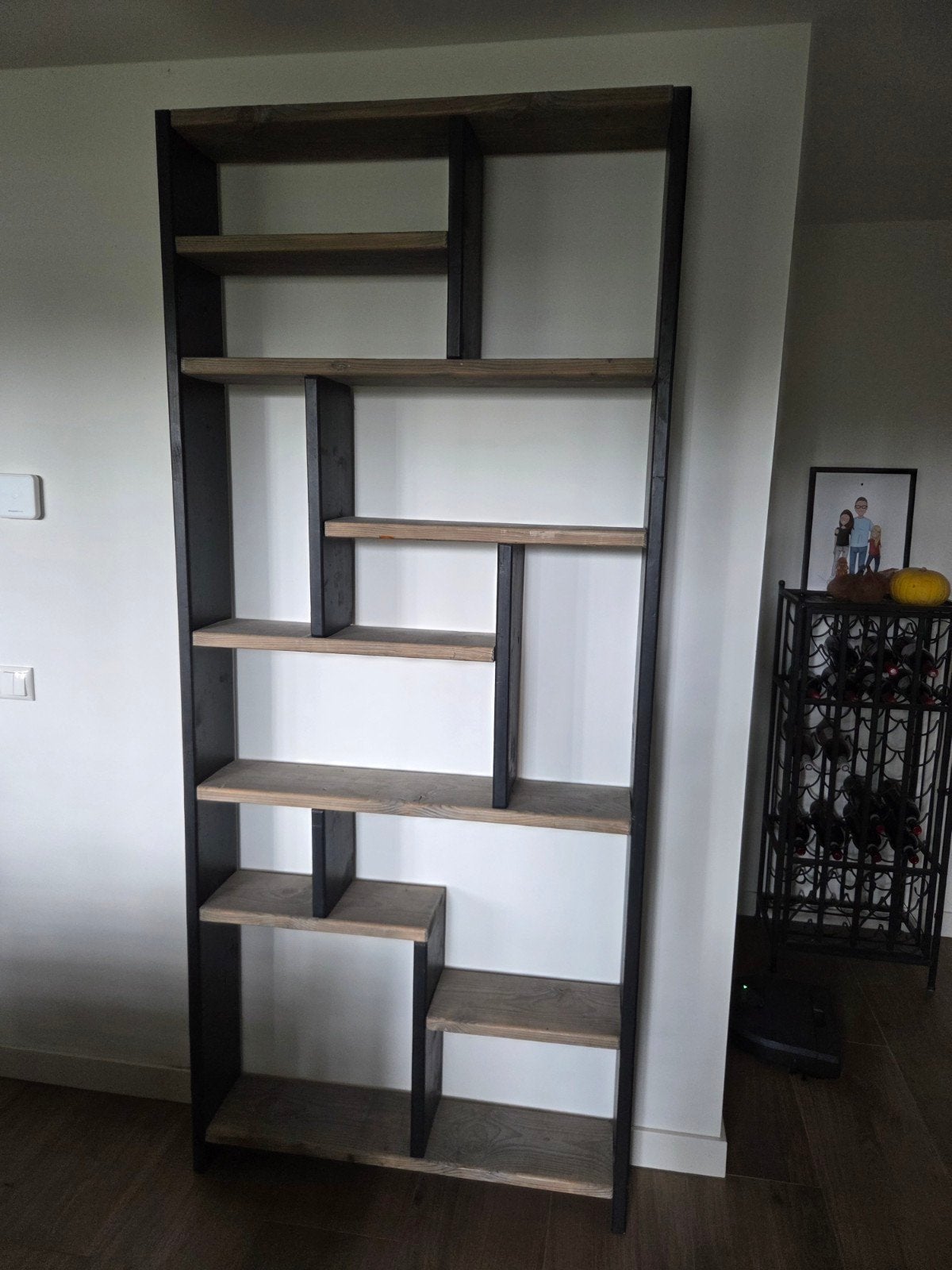 Open vakkenkast zonder achterwand - Zwart met hout, Ophalen, Met plank(en), Gebruikt, Modern, Industrieel