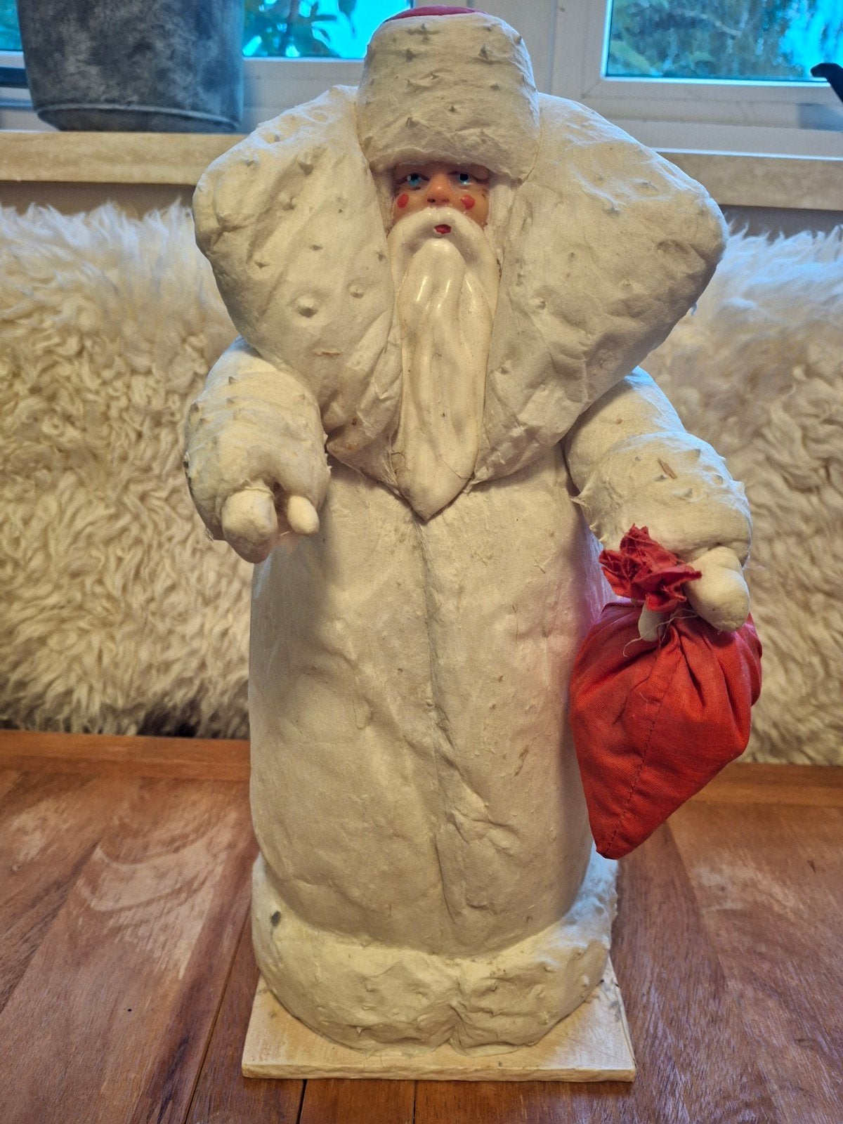 vintage oude kerstman van papier-maché jaren 70, Ophalen of Verzenden
