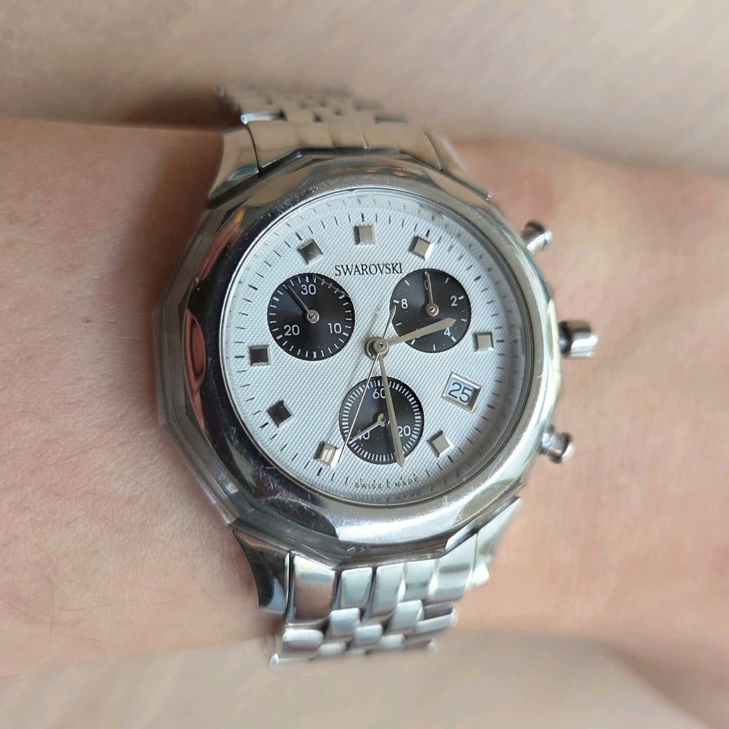 Prachtig Swarovski mannen horloge - Nieuwe batterij!, Sieraden, Tassen en Uiterlijk, Horloges | Heren, Overige merken, Staal, Staal