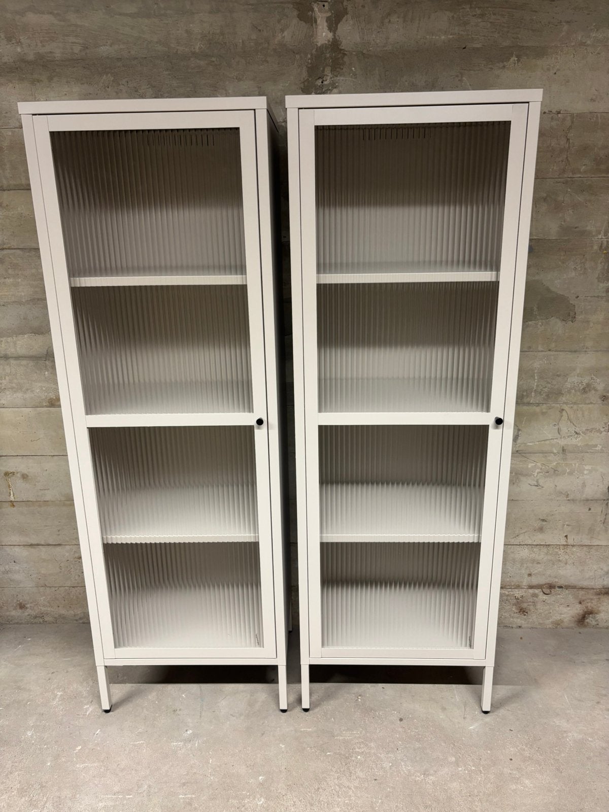 Twee kastjes ribbel glas, Huis en Inrichting, Ophalen, 150 tot 200 cm, 25 tot 50 cm, Glas