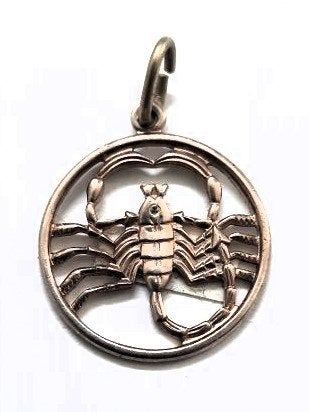 Grote vintage zilveren hanger sterrenbeeld Schorpioen (53), Ophalen of Verzenden, Zo goed als nieuw, Kruis of Symbool, Zilver