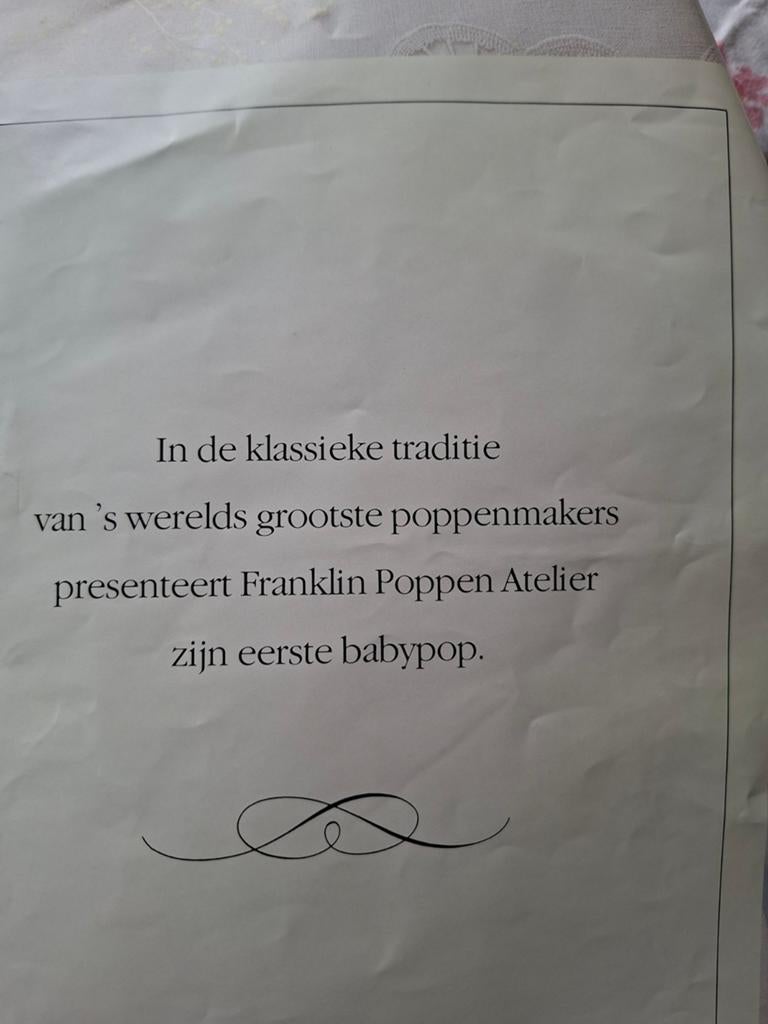 Franklin Poppen Atelier - Victoriaans Doopsel Babypop, Verzamelen, Poppen, Ophalen of Verzenden, Gebruikt, Babypop, Levensecht of Reborn