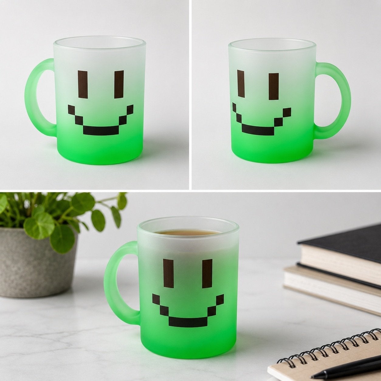 Minecraft Frosted Glas Mok - Handgemaakt Groen Design, Huis en Inrichting, Groen, Overige stijlen, Nieuw, Ophalen of Verzenden