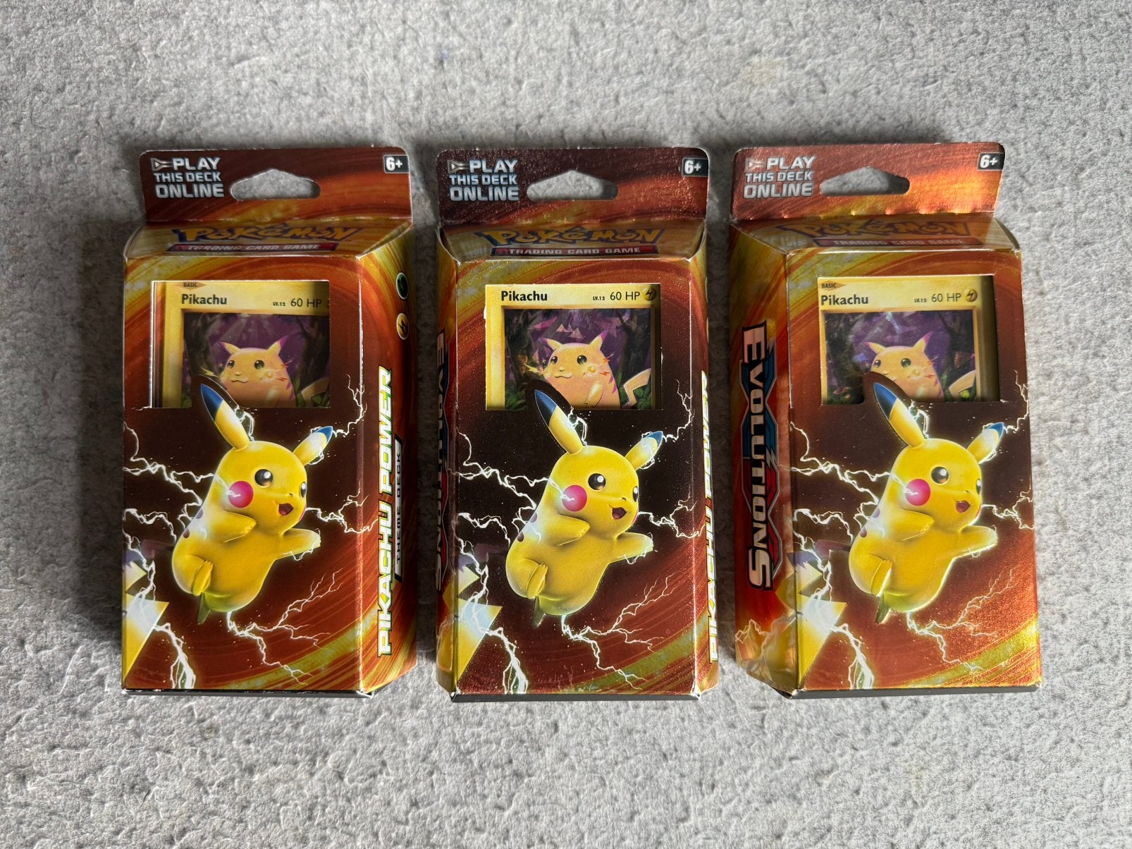Pokémon | 3x Sealed Pikachu Power XY Evolutions Theme Decks, Ophalen of Verzenden, Zo goed als nieuw, Starterdeck