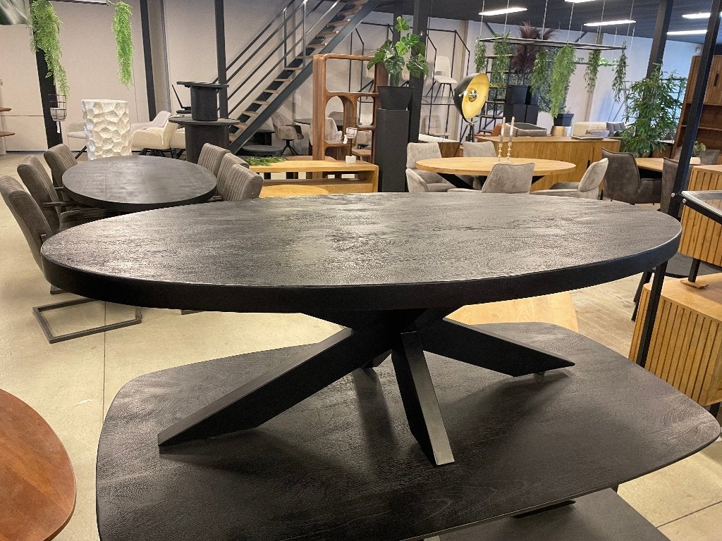LEEGVERKOOP SALONTAFEL 239 MANGO OVAAL DIKKE RAND CHEFMEUBEL, Ophalen, Zwart, Nieuw, Modern