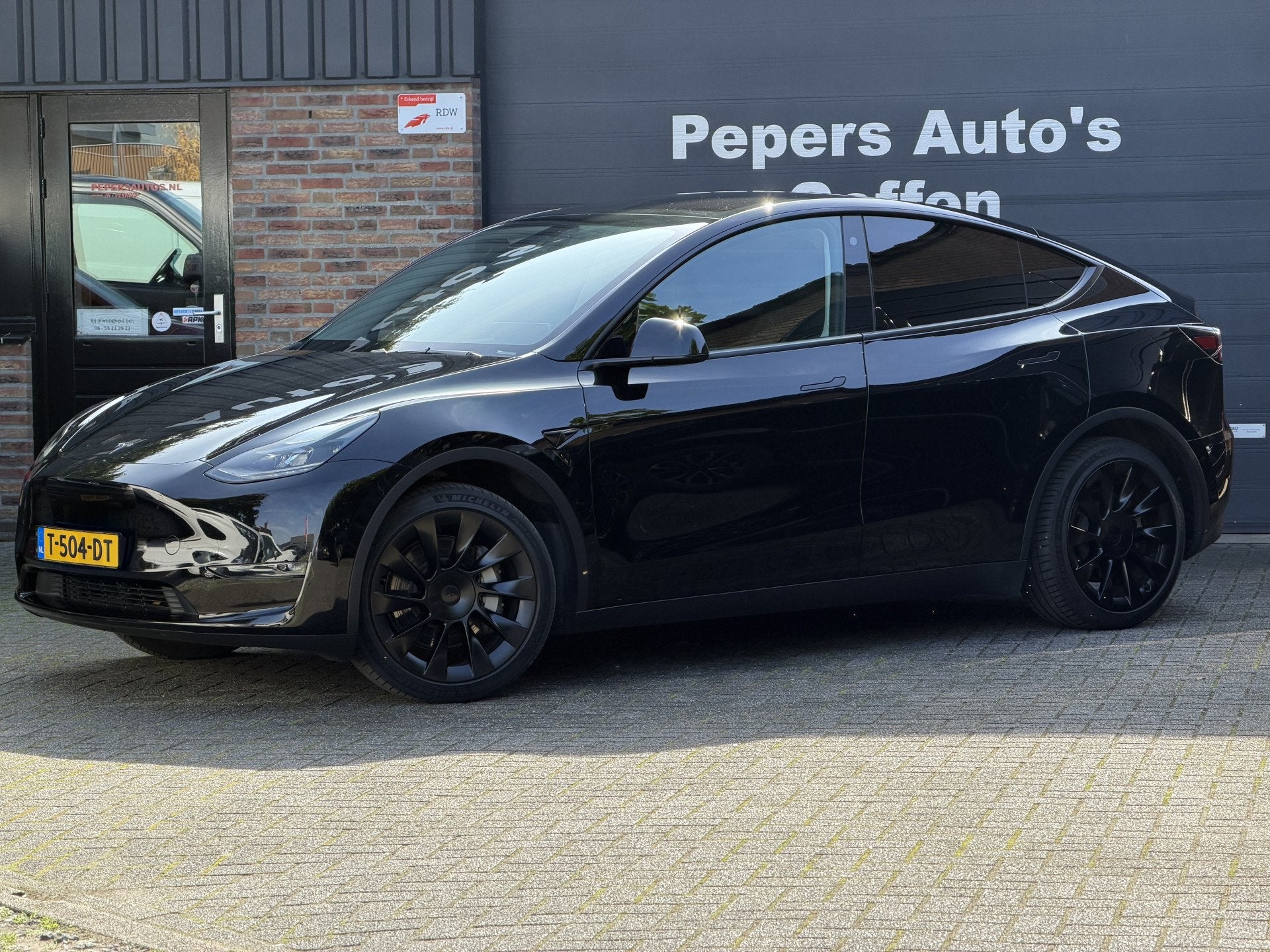 Tesla Model Y Long Range AWD 75 kWh 92% SoH | Afn. Trekhaak, Auto's, Dealer onderhouden, Gebruikt, Leder en Stof, Zwart