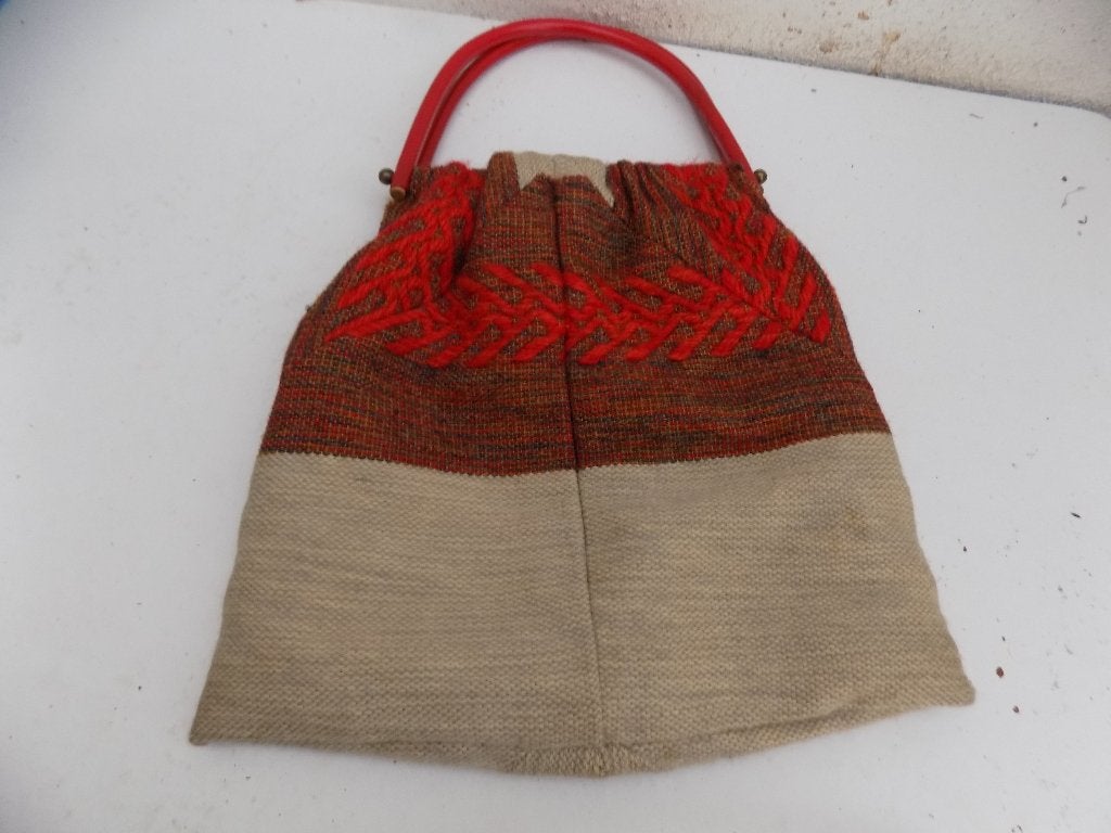 tassen damestas vintage retro bruin rood beige, Ophalen of Verzenden, Gebruikt