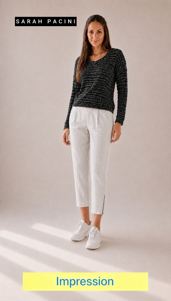 Sarah Pacini 7/8 linnen pantalon licht ecru (maat 42/44), Kleding | Dames, Sarah Pacini, Wit, Maat 42/44 (L), Ophalen of Verzenden
