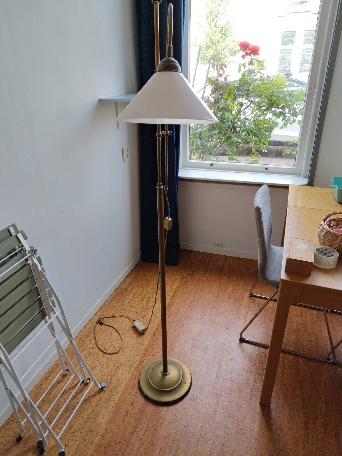 gratis, staande lamp met glazen kap, Ophalen, Gebruikt, Klassiek, E27 (groot)