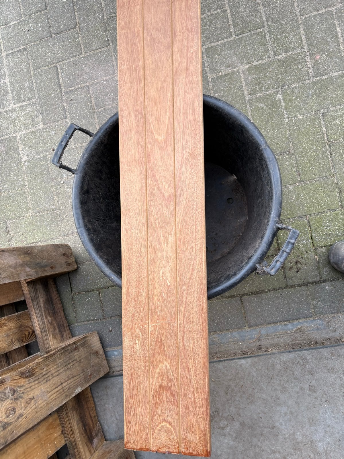 Bankirai geschaafde planken 100cm en 92cm, Ophalen, Gebruikt, 25 tot 50 mm, Plank