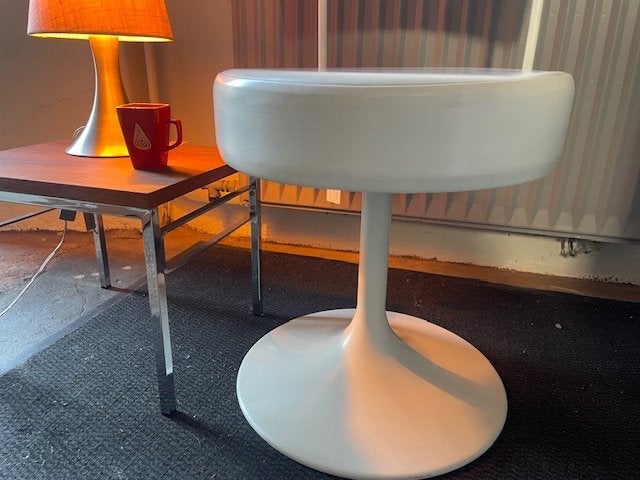 Vintage witte stoel - kapstoel - draaibaar, Huis en Inrichting, Ophalen, Minder dan 50 cm, Gebruikt, Vintage retro space age