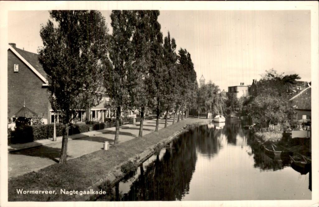 Wormerveer - Nagtegaalkade - Kanaalzicht, Ophalen of Verzenden, 1940 tot 1960, Gelopen, Noord-Holland