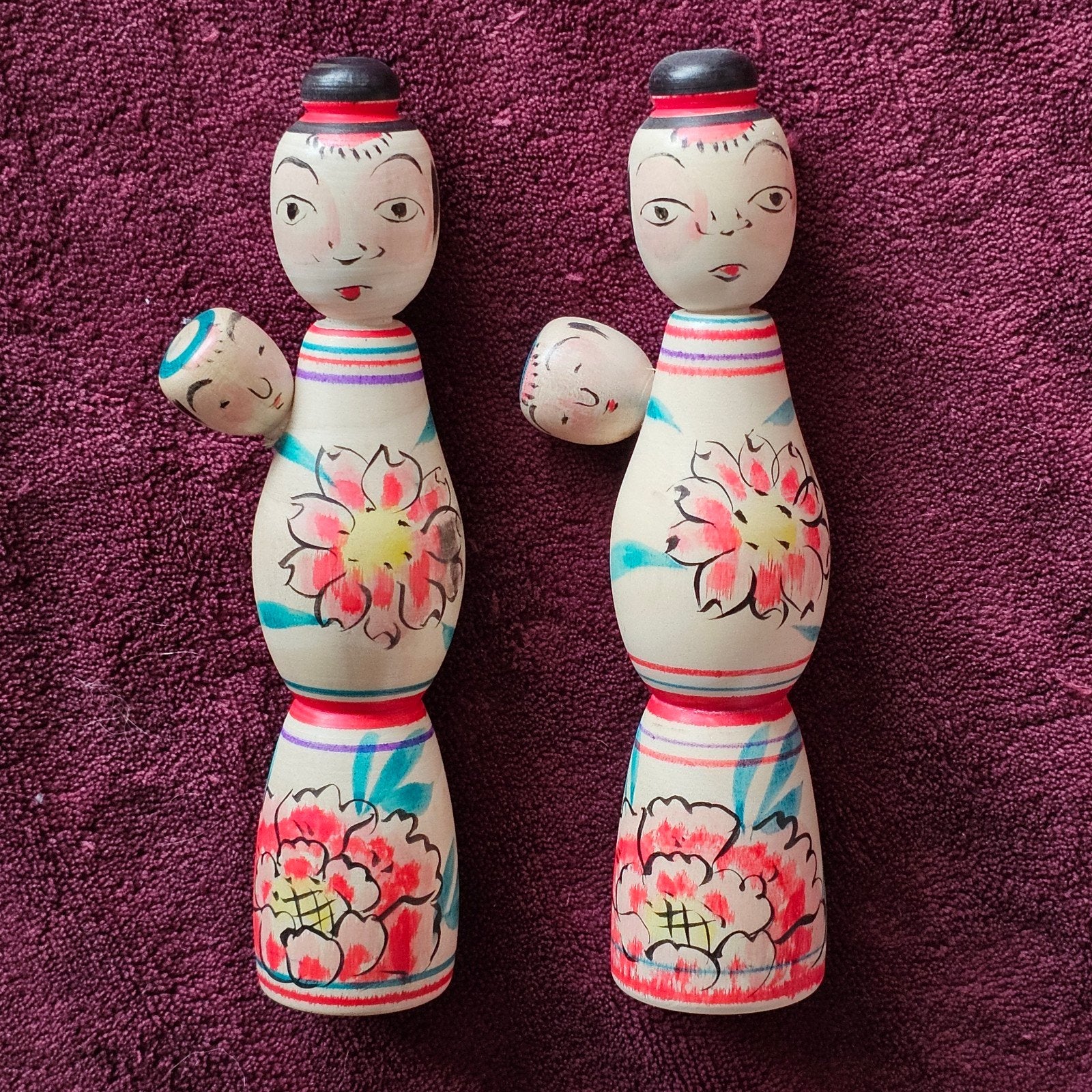 Nakanosawa Kokeshi poppen - Handgemaakt Japans ambacht, Hout, Ophalen of Verzenden, Japan, Meerkleurig