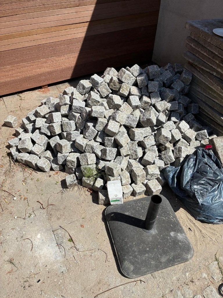 Portugese keien / Granieten kinderkopjes 7-8 m2, Ophalen, Gebruikt, Klinkers, 5 tot 10 m²