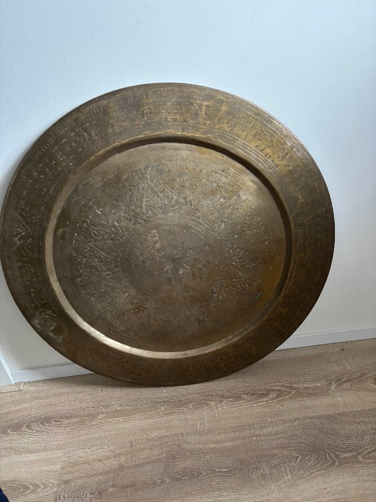 Koperen bord, Huis en Inrichting, Overige materialen, Schaal, Rond, Zo goed als nieuw