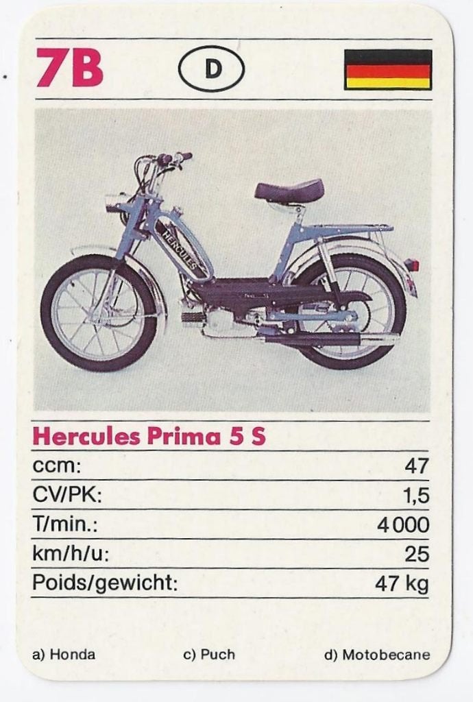 Kw559 bromfiets verzamelplaatje 7b hercules prima 5 s -, Ophalen of Verzenden, Zo goed als nieuw, Auto's