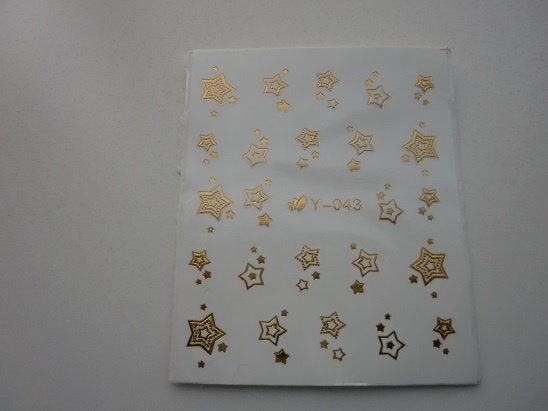 Velletje nagel water decals stickers Y-043 sterren goud, Verzenden, Nieuw, Handen en Nagels, Goud