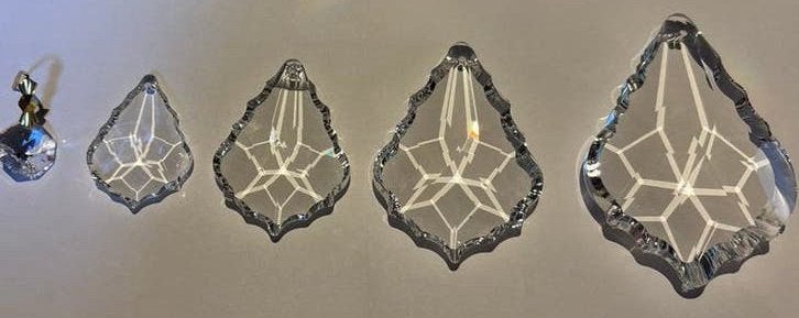 Losse kristallen pegels 40mm, 50mm, 63mm, 74mm, Antiek en Kunst, Ophalen of Verzenden