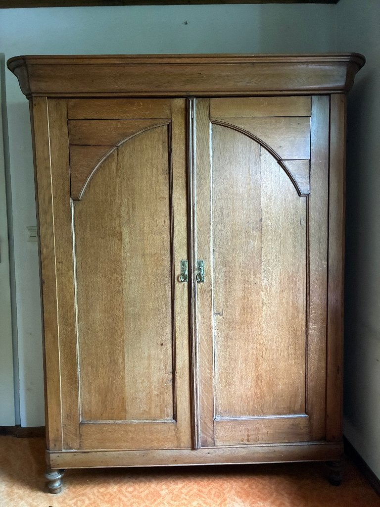 Antieke eiken kledingkast kast, Ophalen, Gebruikt, 100 tot 150 cm, Eikenhout