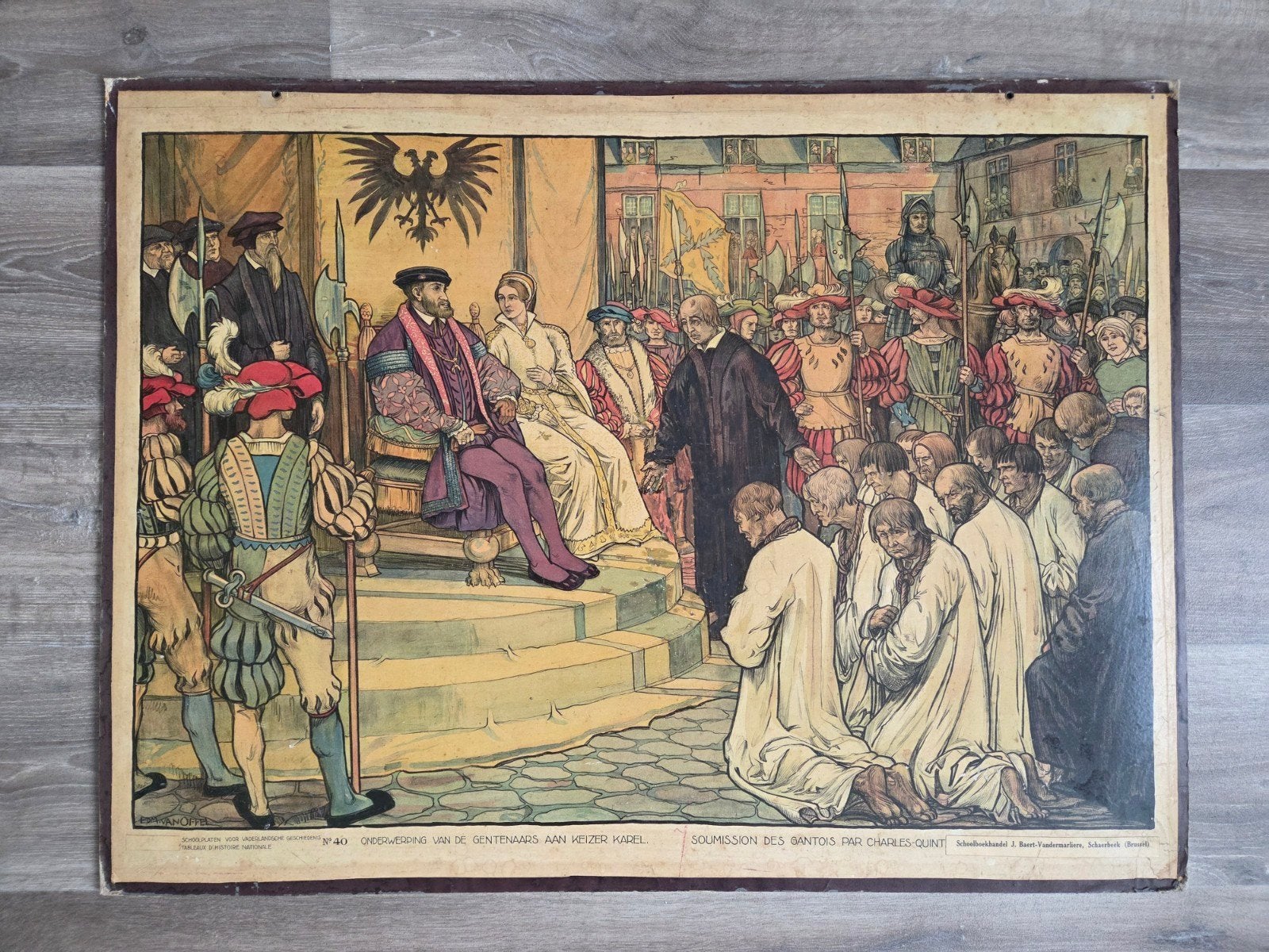 Antieke schoolplaat geschiedenis Nederland, Antiek en Kunst, Antiek | Schoolplaten, Ophalen of Verzenden, Geschiedenis