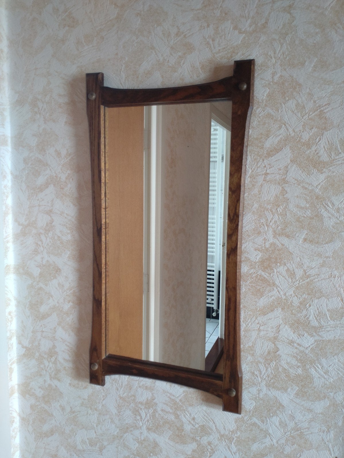 Houten spiegel 36x72 cm, Ophalen, Minder dan 50 cm, Gebruikt, Minder dan 100 cm