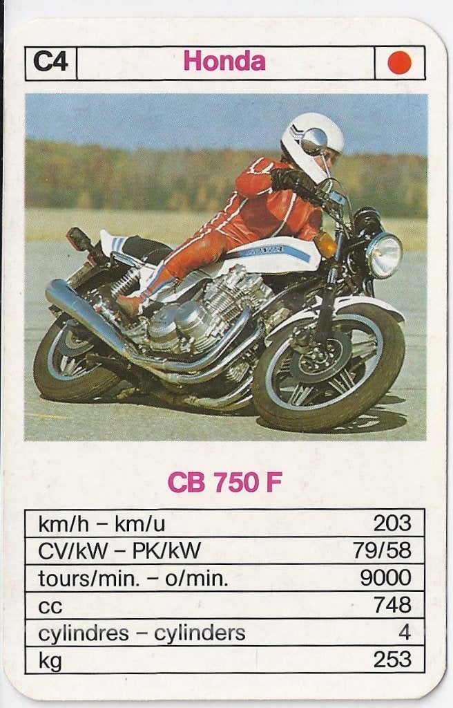 Kw250 motorkaartje c4 honda cb 750 f, Ophalen of Verzenden, Zo goed als nieuw, Motoren