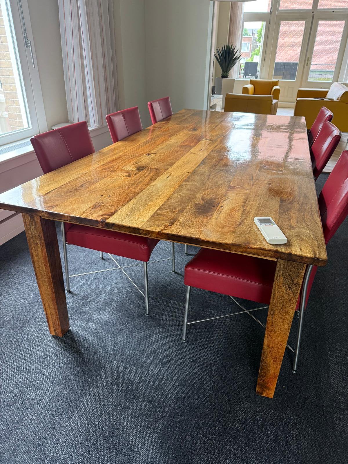 Massief houten vergader- of eettafel, Ophalen, Rechthoekig, 50 tot 100 cm