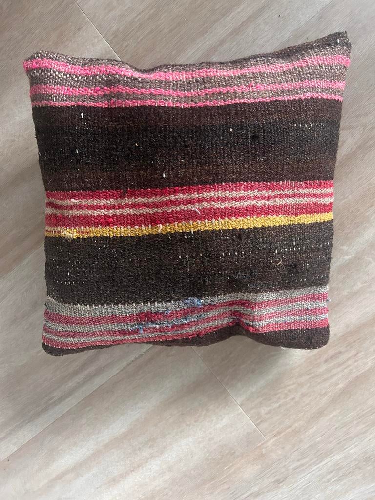 Handgeweven Kilim Kussen 30x30 cm, Ophalen of Verzenden, Gebruikt, Bruin, Vierkant