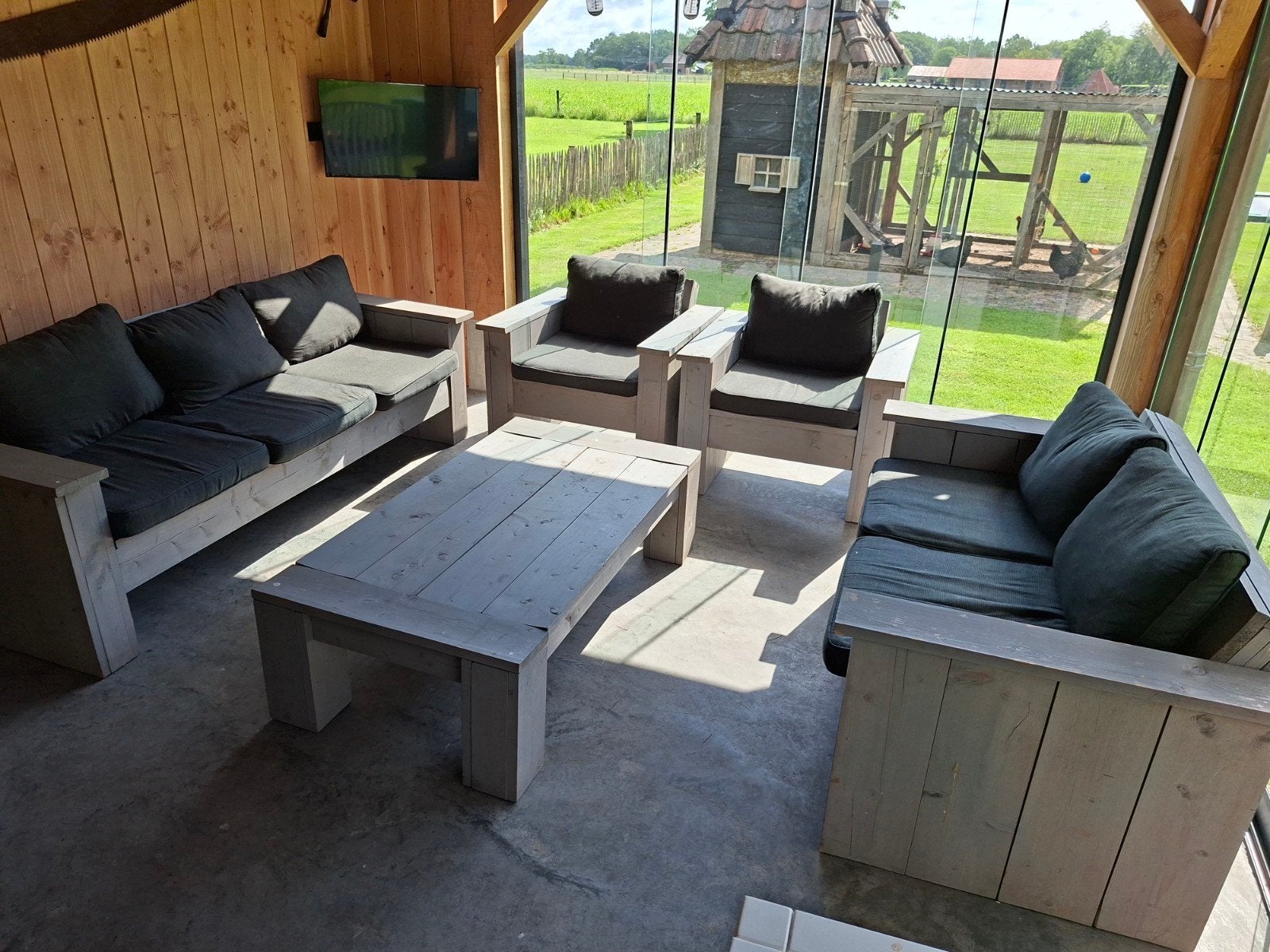 Loungeset steigerhouten meubelen, Tuin en Terras, Ophalen, Steigerhout