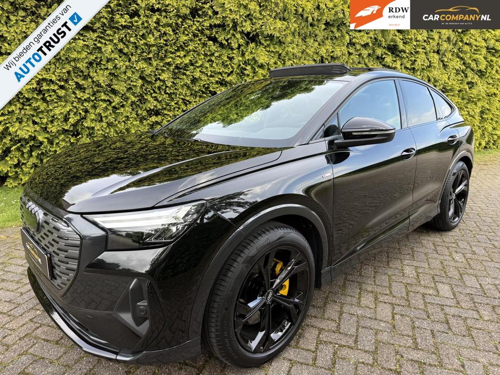 Audi Q4 Sportback|77 kWh |S-line| BLACK edit.|PANODAK|SFEER, Auto's, Audi, Automaat, Achterwielaandrijving, Gebruikt, Zwart