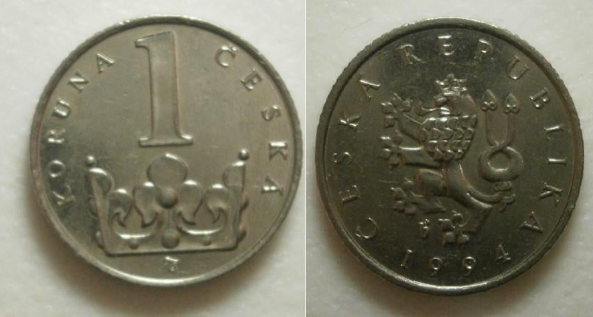 PD31286 Tsjechië 1 Korun 1994, Ophalen of Verzenden, Overige landen, Losse munt