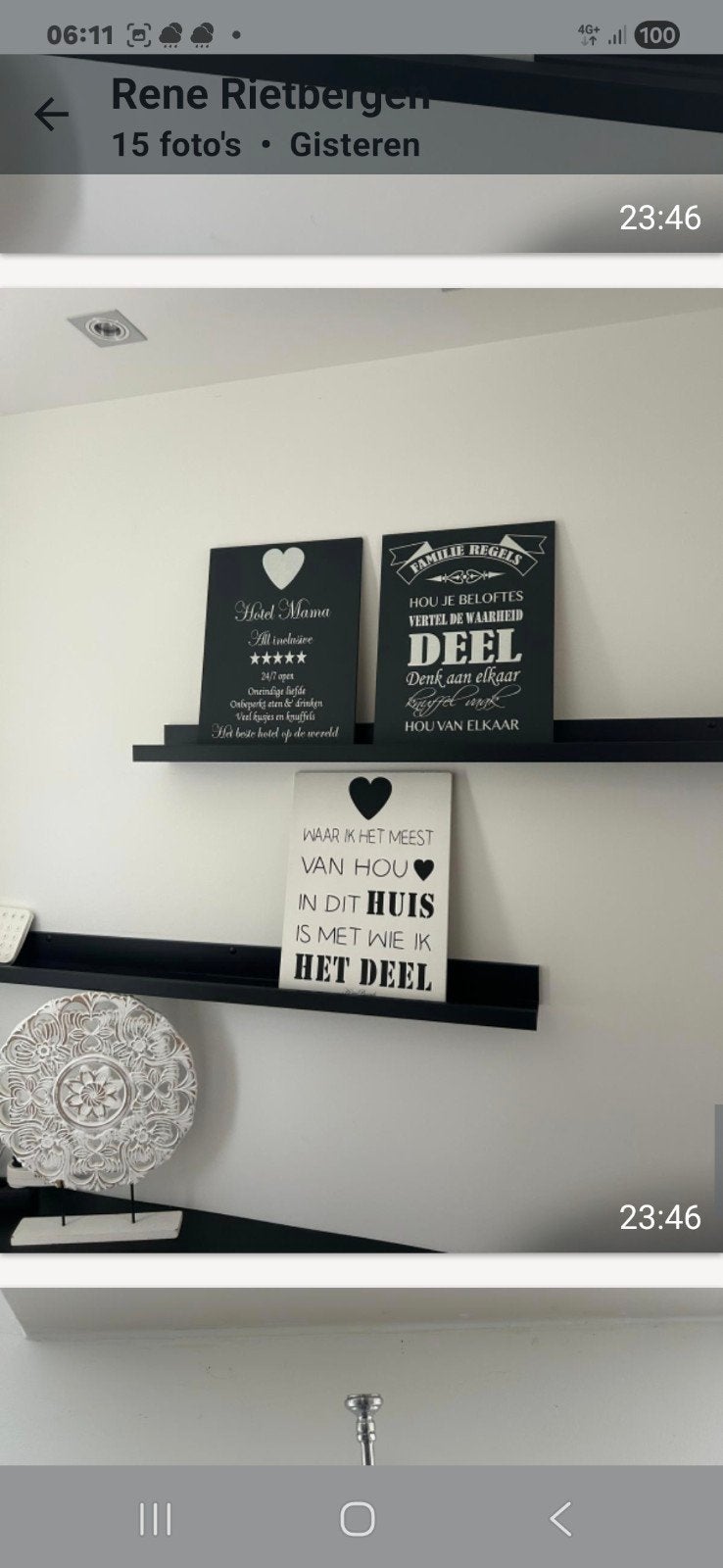 Wanddecoratie set: Hotel Mama, Familie Regels, Huisregels, Huis en Inrichting, Hout, Ophalen of Verzenden, Modern, Gebruikt