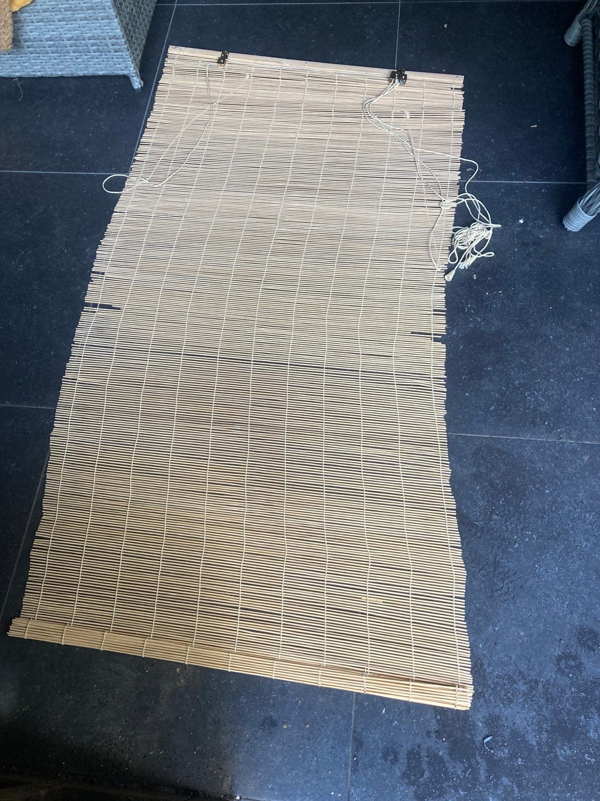 4 rieten rolgordijntjes, Gebruikt, 100 tot 150 cm, Beige, 50 tot 100 cm