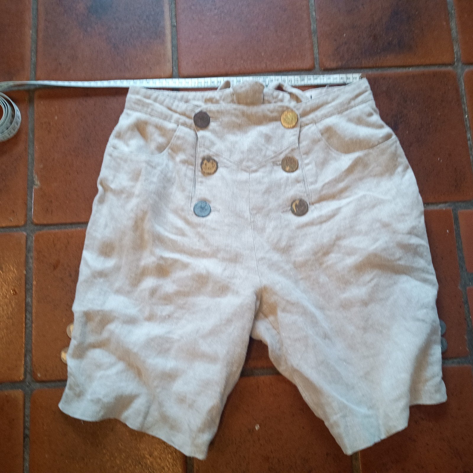 Lederhose XS / S 44 46  linnen unisex Feelings Oktoberfest, Ophalen of Verzenden, Overige thema's, Maat 46 (S) of kleiner, Gedragen