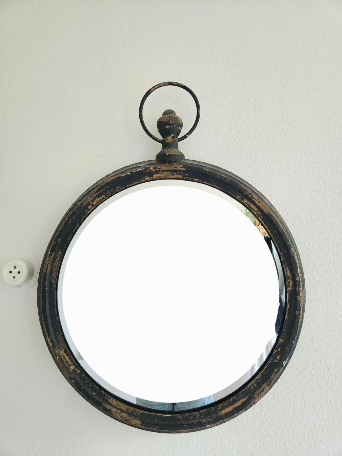 Brocante ronde spiegel 60cm, Ophalen, Rond, Zo goed als nieuw, Minder dan 100 cm
