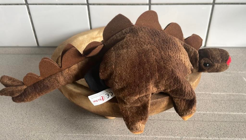 Fantastische handpop Dino dinosaurus pluche Stegosaurus, Ophalen of Verzenden